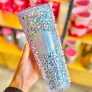 STARBUCKS 2024 HOLIDAY CLEAR GEM PLASTIC COLD CUP 24 OZ NEW IRIDESCENT TUMBLER